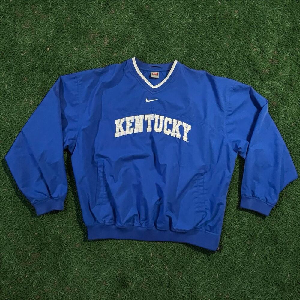 Vintage Nike Team Kentucky Wildcats Windbreaker XL Center Swoosh Pullover Y2K